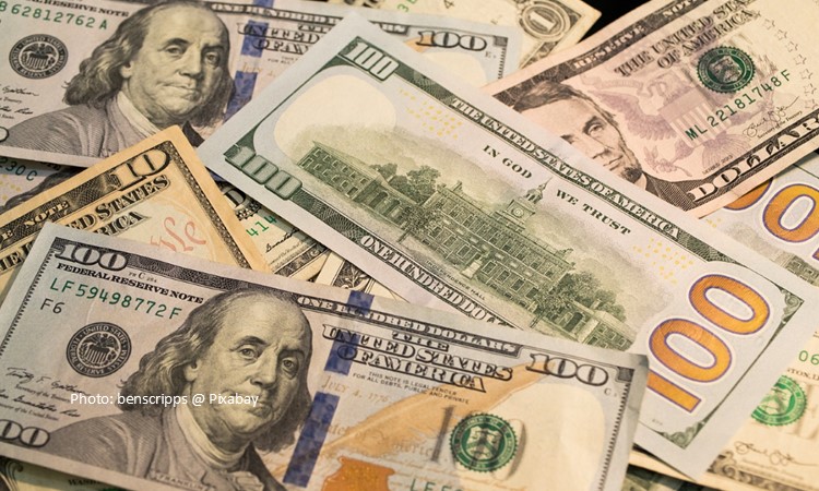 5, 10, and 100-dollar bills.