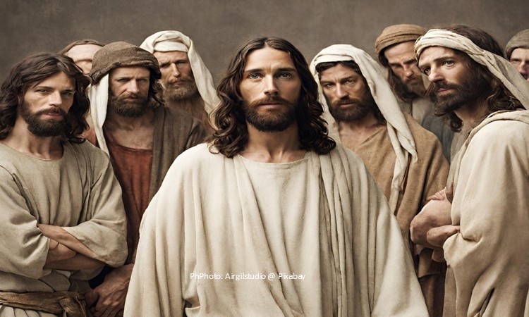 Jesus with all his disciples.