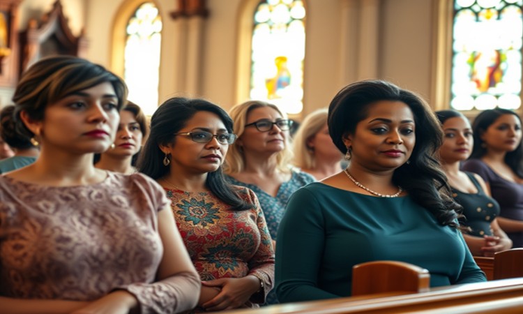 An image of women in church.