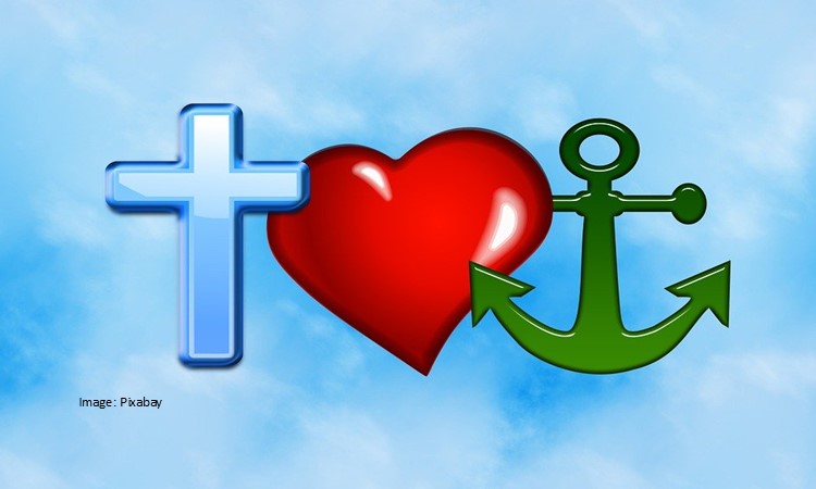 An image of a cross, heart, and anchor.